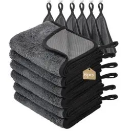 Produktbild: WUFANC Trockentuch Dusche 6er-Pack - Mikrofasertücher Auto Trockentuch, Fussel und Streifenfrei, Extrem Saugfähig - Microfasertücher Handtücher 40x60cm für Verschiedene Anlässe (Grau - 6 Stück)