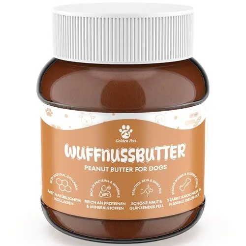 Produktbild: Wuffnussbutter Erdnussbutter für Hunde & Welpen - 100% natürlich mit viel Protein - Hundefutter-Topper für Leckmatten, Spielzeug, Training, Leckerli, Schleckpaste, Belohnung 330g Golden Pets