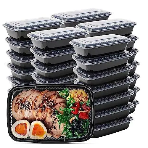 Produktbild: WUHUIXOZ 50 Stück 32oz Meal Prep Container mit, Prämie Wiederverwendbar Behälter für die Zubereitung von Mahlzeiten Lunchbox mit Deckel, Mikrowelle, Gefrierschrank, Spülmaschinenfestk