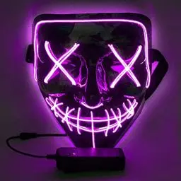 Produktbild: WUJUN Glühende Halloween Maske Lustige Grimasse Cosplay Party Karneval LED Beleuchtung Halloween Masken Draht Licht Dekoration (Lila)
