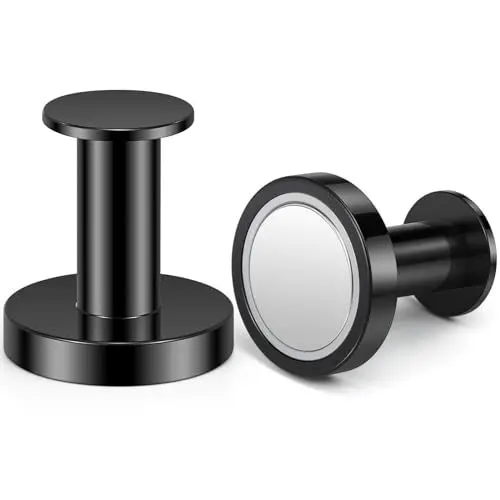 Produktbild: Wukong 2 Stück Noedym Magnete Starke, 36×40mm Extra Starke Magnethalter, Handtuchhalter Magnetisch Magnete Schwarz, Magnete mit Haken für Büro, Küche und Whiteboard