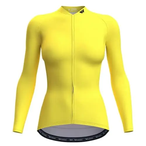 Produktbild: Wulibike Damen Radtrikot,Fahrradtrikot Damen Langarm Atmungsaktiv Rennrad Trikot Damen mit 3 Rückentaschen Gelb M