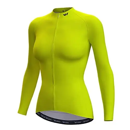 Produktbild: Wulibike Fahrrad Shirt Damen Lang Atmungsaktiv und Feuchtigkeitsabsorbierend Rennrad Trikot Damen Langarm