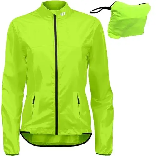 Produktbild: Wulibike Fahrradjacke Damen Windbreaker Leichtgewicht Laufjacken Atmungsaktiv Schnell Trocknend Radfahren-Jacken Mit 3 Taschen Grün M
