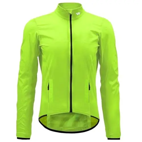 Produktbild: Wulibike Fahrradjacke Herren Windbreaker wasserdichte leichte verpackbare Jacke mit Taschen und reflektierenden Streifen Grün XL