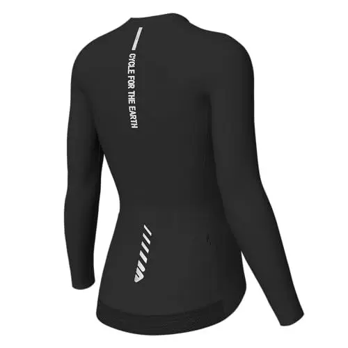 Produktbild: Wulibike Radtrikot Damen Langarm,Fahrradtrikot Atmungsaktiv Rennrad Trikot Hochelastisch Fahrrad Kleidung 4 Taschen 1-Schwarz M