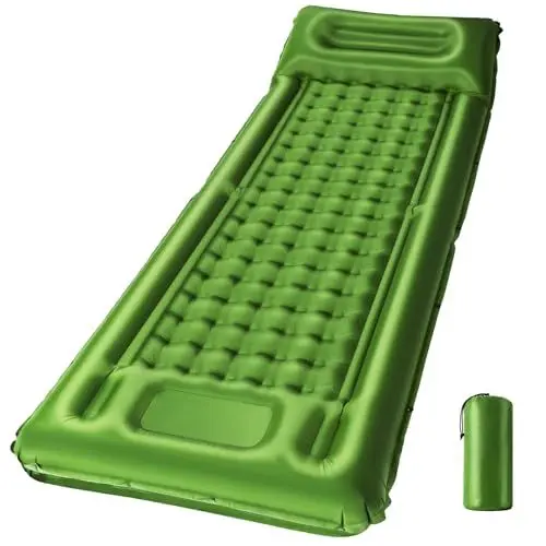 Produktbild: wulwun Isomatte Selbstaufblasende Campingmatte, 12CM Aufblasbare Schlafmatratze Einzel, Luftmatratze mit Fußpumpe & Kissen, Ultraleicht Verbindbare Campingmatte für Outdoor Wandern Zelt Reisen (Grün)