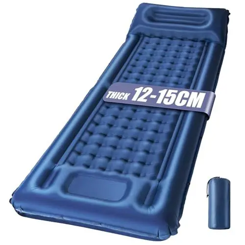 Produktbild: wulwun Selbstaufblasende Campingmatte 12CM Dicke, Aufblasbare Isomatte Schlafmatte mit Fußpumpe, Verbindbare Campingmatte, Camping Ultraleichte Luftmatratze für Rucksackreisen, Wandern, Outdoor