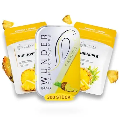 Produktbild: Wunder Zahnstocher - Zahnstocher mit Geschmack 3er Set - Plastikfreies Kaugummi - hilft gegen Mundgeruch - Raucherentwöhnung - frischer Atem mit Aromatisierte Zahnstocher - Zuckerfrei, Vegan
