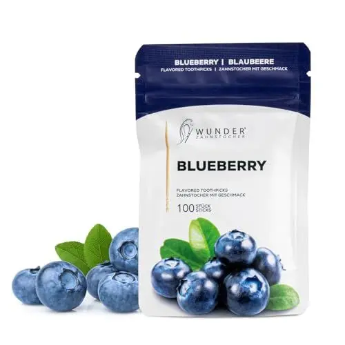 Produktbild: Wunder Zahnstocher - Zahnstocher mit Geschmack - gute Alternative zu Kaugummi - hilft gegen Nägelkauen - frischer Atem mit Aromatisierte Zahnstocher - Zuckerfrei, Vegan (Blaubeere)