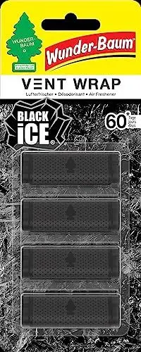 Produktbild: Wunder-Baum Vent Wrap Lufterfrischer fürs Lüftungsgitter Bietet lang anhaltenden Duft Unauffälliges Design|Black Ice, 4 Stück