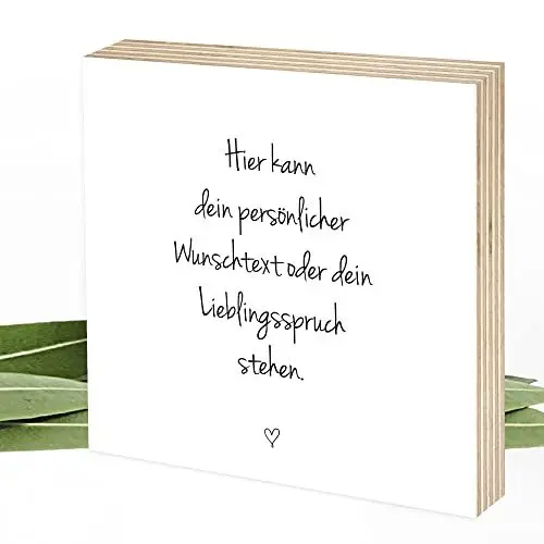 Produktbild: Wunderpixel® Holzbild DEIN eigener Spruch - personalisiert - individueller Text Name Gedicht 15x15x2cm Fotodruck auf Holz - schwarz-weißes Wand-Bild Aufsteller Holz-Schild - persönliches Geschenk