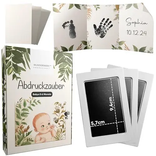 Produktbild: Wunderwerk Abdruckzauber Abdruckset für Babys - Schwarzes Handabdruck Set für Füße und Hände| Baby Zubehör | Geschenk zur Geburt