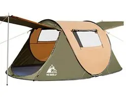 Produktbild: Wurfzelt Pop Up Zelt 2-4 Personen Camping Zelt mit Vorzelt Automatik Ultraleichtes Familienzelt Sekundenzelt Sonnenschutz Cabana Zelt für Outdoor Camping Festival, Großes Armeegrün(Braun, L)