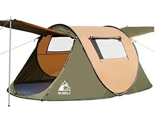 Produktbild: Wurfzelt Pop Up Zelt 2-4 Personen Camping Zelt mit Vorzelt Automatik Ultraleichtes Familienzelt Sekundenzelt Sonnenschutz Cabana Zelt für Outdoor Camping Festival, Großes Armeegrün(Braun, L)