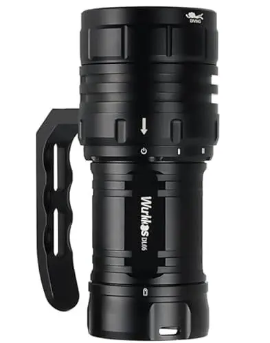 Produktbild: Wurkkos DL06 Tauchlampe, 15000 Lumen Tauchen Taschenlampe Wiederaufladbar, 6* XHP50.2 LEDs Unterwasser Taschenlampe Leistungsstarke mit Ladegerät, Eingebauter USB-C-Ladeanschluss,3 * 5000mAh Netzteil