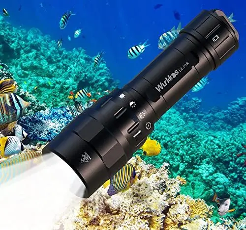 Produktbild: Wurkkos DL10R Tauchlampe, 4500 Lumen Unterwasser Taschenlampe Eingebauter USB-C-Ladeanschluss, XHP70.2 LED Tauchen Taschenlampe, IPX8, Wiederaufladbar Submarine Licht