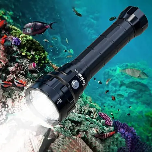 Produktbild: Wurkkos DL70 Tauchlampe, 13.000 Lumen Tauchen Taschenlampe, 4*XHP50.2 LEDs Unterwasser Taschenlampe, Super Hell Tauchlampe mit 2 * 5000 mAh Wiederaufladbares Akku und Ladegerät