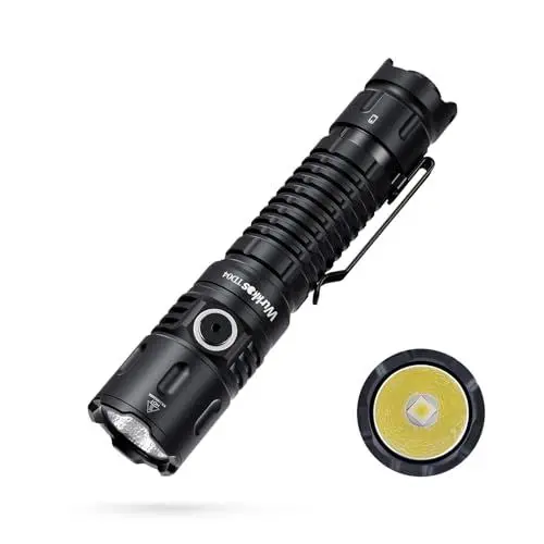 Produktbild: Wurkkos TD04 Taktische Taschenlampe 3000LM led flashlight usb aufladbar,Torch light Extrem hell Led Taschenlampe mit Taktischen Schalter,Batteriebetrieben USB 8 Modi IP68 Wasserdicht light camping