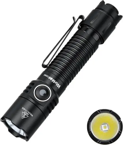 Produktbild: Wurkkos TD05 LED Taschenlampe Aufladbar für EDC, 1800 Lumen Taktische Taschenlampe Doppelschalter Design, 373M Taschenlampe mit großer Reichweite, IP68 Wasserdicht Flashlight für Outdoor Camping