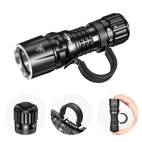Produktbild: Wurkkos TD07 Taktische Taschenlampe, Led Taschenlampen Extrem Hell, 1300 Lumen Taschenlampe Led Aufladbar, Turbo/Stroboskop Momentanlicht, IP68 wasserdicht Taschenlampe für Notfallcamping