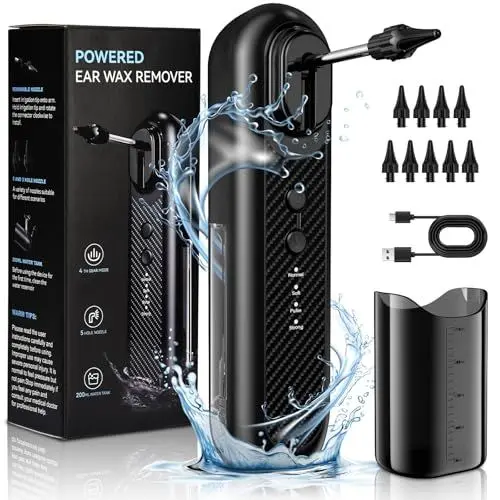Produktbild: Wush Ohrenschmalz Entferner Ohrenreiniger,Elektrischer Ohrreiniger,ETELIAR 2000mAh Ohrendusche Mit 4 Reinigungsmodus für Erwachsene Kinder,IPX7 Wasserdicht Ear Cleaner Ohrspülgerät mit 10 Ohr Tipps