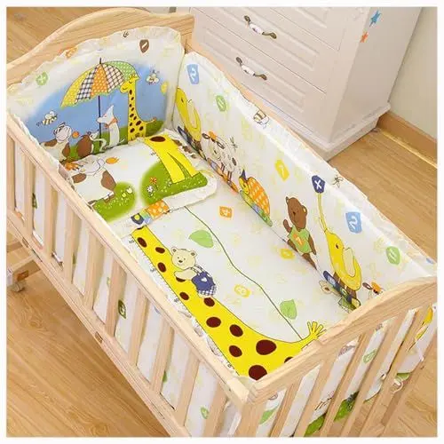 Produktbild: WXJHNYBS Bettumrandung Babybett, Weich,Reine Baumwolle Bettumrandung Beistellbett mit Matratze und Kissen, Babybett Nestchen für Kinderbett,C-90x50cm