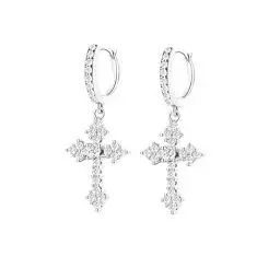 Produktbild: WYAHYQ Kreuz Ohrringe Silber 925 Hängend Creolen Silber 925 Creolen mit Anhänger Ohrringe für Frauen Männer