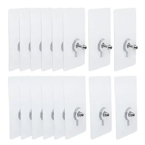 Produktbild: WYAN 16 Stück 6 * 10cm Klebe Schrauben,Transparenter Wasserdicht Wandhaken,Stanzfreier Schraubenhaken (8Pcs 8mm Schraubstange,8Pcs 16mm Schraubstange)
