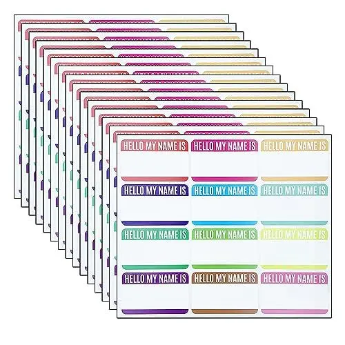 Produktbild: WYAN 180 Stück Namensschild Aufkleber,personalisierte Namensaufkleber,Farbige Selbstklebeetiketten geeignet,für Schule, Büro, Parteien, Küche, Kinder Kleidung(7.2 * 4.5cm)