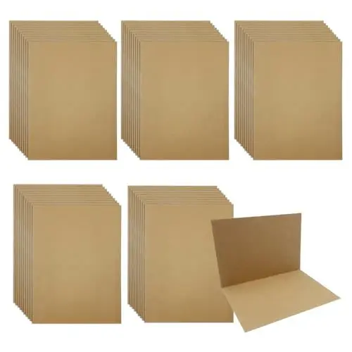 Produktbild: WYAN 50 Stück Blanko Papier Karten,Kraftpapier Karten,Kraftpapier Blanko Falt-Karten,Memory Wort Karten Mitteilungs Karte,für Grüße Hochzeit Einladung(Braun)