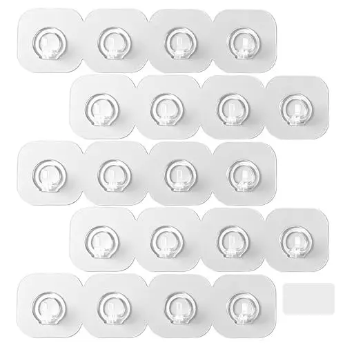 Produktbild: WYAN 5 Stück 4-Haken ineinandergreifende klare Haken,Transparent Klebehaken Ohne Bohren,Transparente Haken Saugnapf,für Küche, Bad, Türwand, Handtuch, Kleidung(28 * 7cm)