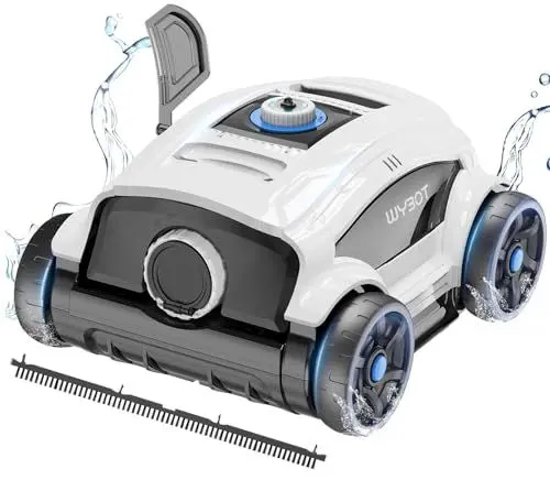 Produktbild: WYBOT WY1103 Poolroboter, Poolsauger Kabellos mit Akku, 120 Min. Laufzeit, für Aufstellpools bis 120 m², Doppelmotoren, Große Bürste&Saugöffnungen, Verstellbare Düse(Weißschwarz A)