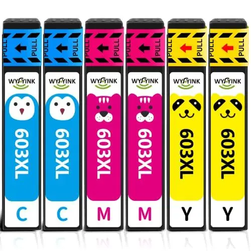 Produktbild: WYFYINK 603 XL Druckerpatronen für Epson 603 603XL Tintenpatronen Multipack Kompatible für Epson XP-3100 XP-3150 XP-2100 XP-2105 XP-3105 XP-4105 XP-4100 Workforce WF-2830 WF-2810 WF-2850 (6-Pack)