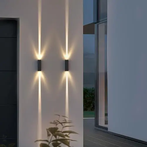Produktbild: LED Außenlampe 2 Stück, IP65 Aussenlampe Wand Modern, Wandleuchte Aussen Aluminium Up And Down Leuchten Aussen, 6W Außenleuchte 3000K Außenbeleuchtung für Inner Hauswand Flur Terrasse Treppenhuaus