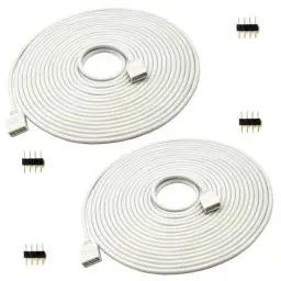 Produktbild: WZCJHZH 2pcs weißes 4 pin RGB LED Lichtstreifen Verlängerungskabel vierpolig 3528 5050 LED Lichtstreifen Verbindungskabel 4-polig LED Controller Stecker Kabel (5m)