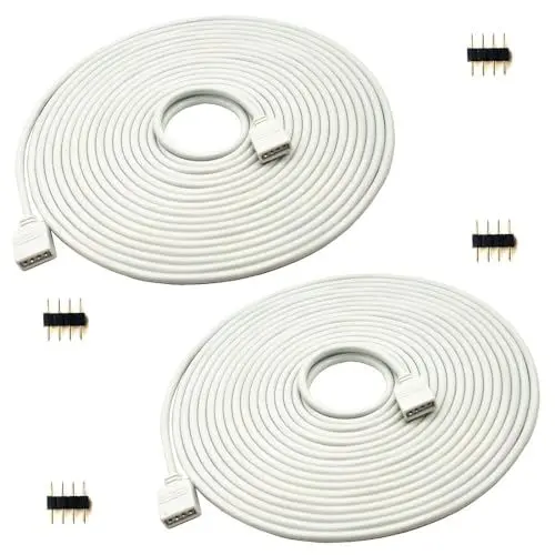 Produktbild: WZCJHZH 2pcs weißes 4 pin RGB LED Lichtstreifen Verlängerungskabel vierpolig 3528 5050 LED Lichtstreifen Verbindungskabel 4-polig LED Controller Stecker Kabel (5m)