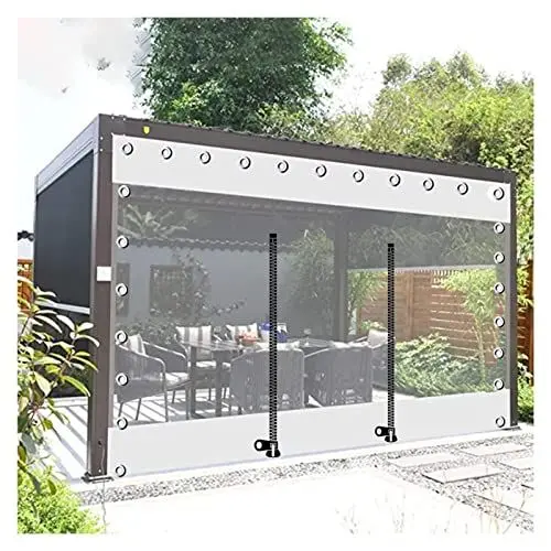Produktbild: WZYJLyds Transparente wasserdichte Planen Vorhänge für den Außenbereich, Wetterfeste PVC Plane mit Reißverschluss, Pergola Terrasse Veranda Pavillon Durchsichtige Plane Seitenwände
