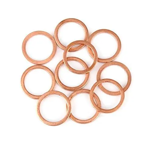 Produktbild: X AUTOHAUX 10 Stücke Kupferringe Kupferscheibe Flachdichtungsring Abstandshalter für Auto 14 x 18 x 1,5 mm