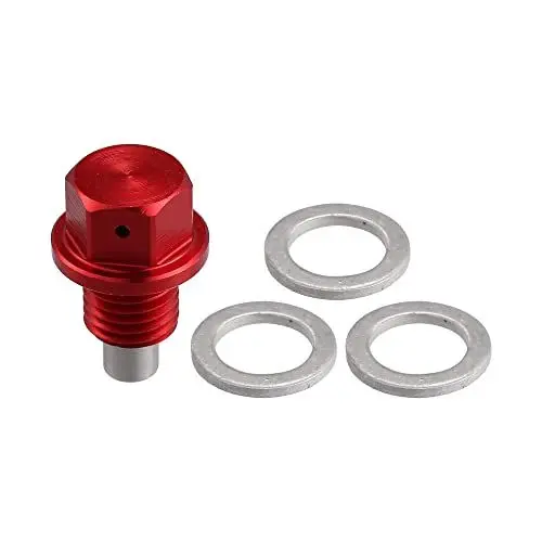 Produktbild: X AUTOHAUX 1 Satz Universal M12 x 1,5 Auto Magnetische Ölablassschraube Ölablassschraube Schraube mit 3 Dichtungen Rot