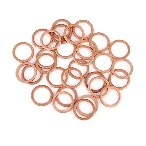 Produktbild: X AUTOHAUX 30stk.Kupferscheibe Flachdichtungsring Flache Kupferdichtringe Kupfer Dichtungssatz Unterlegscheiben 12x16x1.5mm