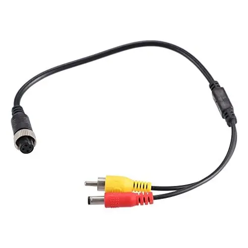 Produktbild: X AUTOHAUX Auto Netzkabel Kabel 40cm Chinchkabel M12 4 Stifte Busche auf RCA AV DC Stecker Auto Kamera Adapterkabel