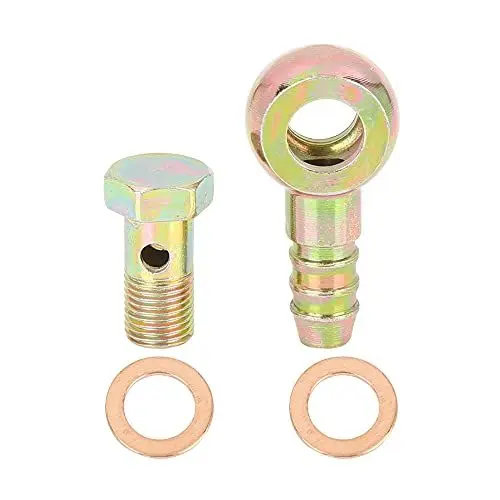 Produktbild: X AUTOHAUX Hohlschraube 10mm Banjo Hohlschrauben Metall Banjo Schlauch Barb Bolzen Fitting mit Unterlegscheiben M10x1