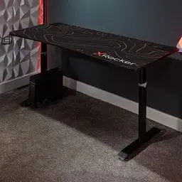 Produktbild: X Rocker Cougar XL Ultra Wide Aluminium Carbon Gaming Tisch - Höhenverstellbarer Schreibtisch mit Kabelmanagement - Computertisch 160,5 x 80 x 65-80 cm