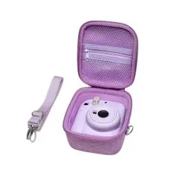 Produktbild: XANAD Mini 12 Tasche für Mini 12 sofortbildkamera mit verstellbarem Rückengurt und Mesh Tasche (lila)
