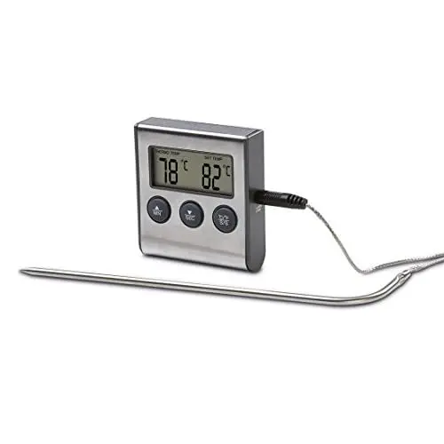 Produktbild: Xavax 2in1 Digitales Bratenthermometer mit Küchenuhr, abnehmbarer Temperaturfühler, Grillthermometer Ofenthermometer Fleischthermometer