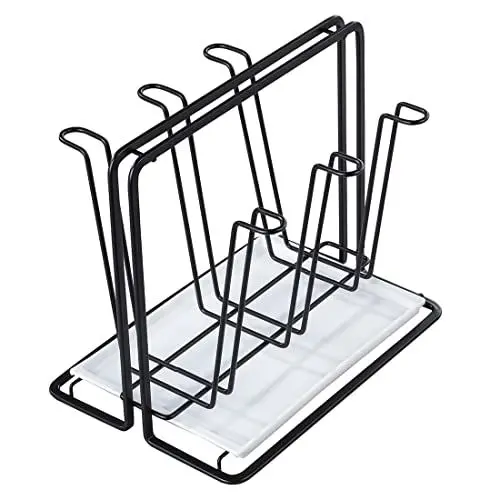 Produktbild: Xavax Abtropfgestell für 6 Flaschen (Flaschenhalter aus Metall, Abtropfständer für Gefäße mit Abtropfschale, für Sodastream, Air up, Avent, Philips), schwarz
