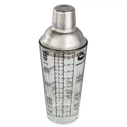 Produktbild: Xavax Cocktail-Shaker (Cocktail-Mixer aus Glas mit Edelstahl Aufsatz, Cocktailrezepten, Bar Set mit 400ml Füllmenge, Silikon-Ring, 4cl Messbecher-Deckel und Dosier-Sieb) transparent