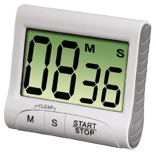 Produktbild: Xavax Digitaler Küchentimer (Eieruhr mit Timer- und Stopp-Uhr-Funktion, Befestigung via Magnet, Clip, Hänger oder Aufsteller, batteriebetriebener Kurzzeitmesser) weiß