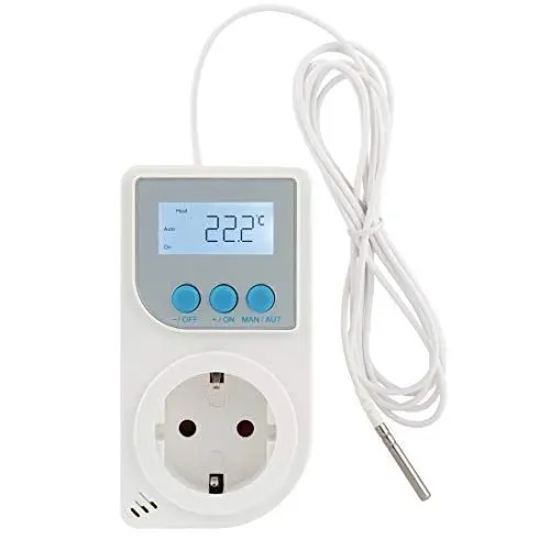 Produktbild: Xavax Temperaturregler mit Fühler (Thermostat für Heizkörper, Kühlung, essentials Heizkörperthermostat elektronisch für z. B. Terrarium, Gewächshaus) , geräuscharm, energiespar Thermostat